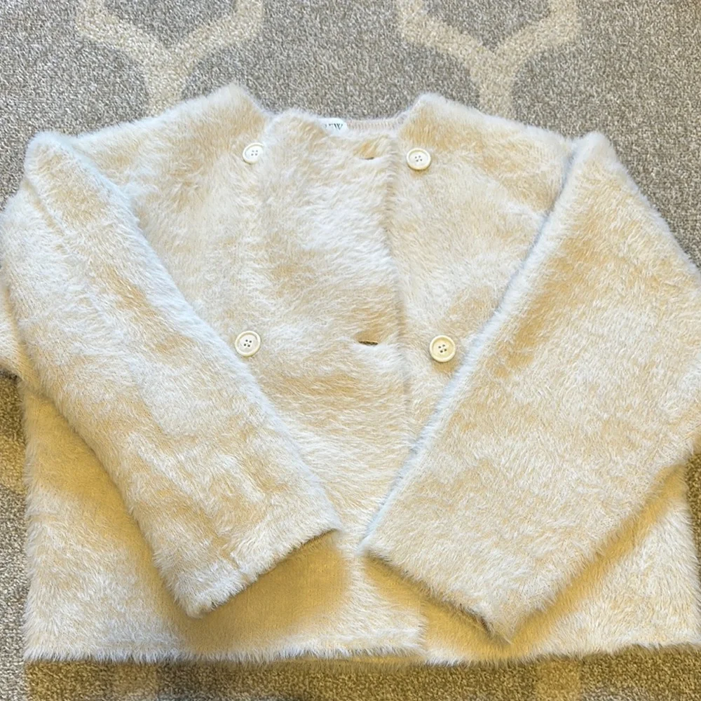 Women's Cream Double-Breasted Jacket - Picture 3 of 4